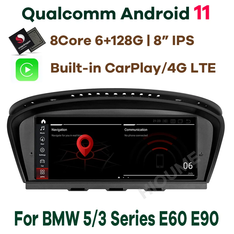 Android 11 Qualcomm 6+128G Car Multimedia Player Screen GPS Navigation Radio for 5 3 Series E60 E61 E62 E63 E90 Video CarPlay | Автомобили