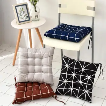 

40x40cm Soft Square Stripe Seat Cushion Back Cushion Tie on Chair Cushion Car Pad Pillow for Home Office