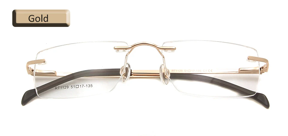 Rimless gOLd ESNBIE сплав мужские оправы для очков мужской женский квадратный близорукость очки без оправы для очков для Для женщин пружинным шарниром - Цвет оправы: Rimless gOLd