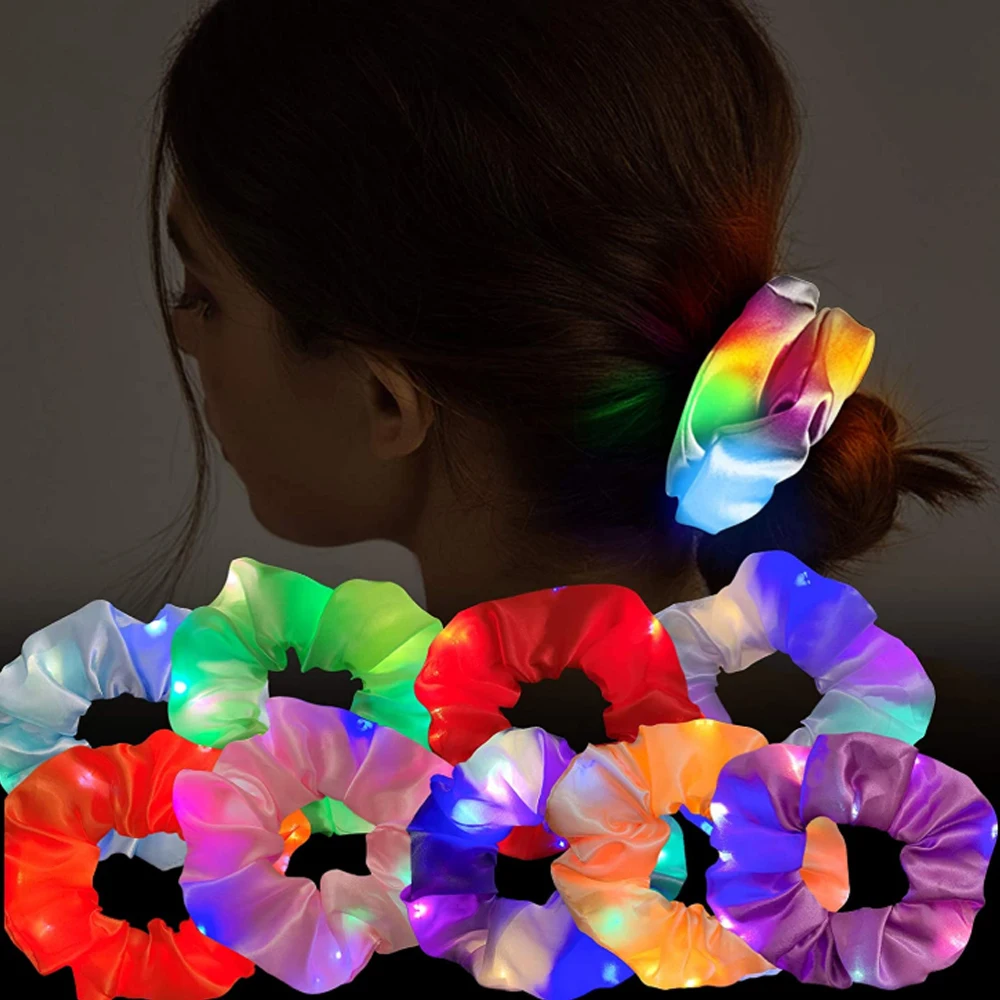 

LED Luminous Large Intestine Hair Fing Fashion Nightclub Women Hair Scrunchies Elastic Hair Bands Girls Ponytail Headdress