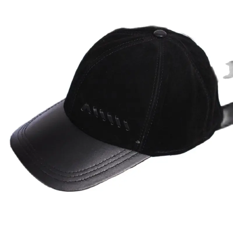 

New LEATHER HAT men's leather baseball cap casual outdoor men's hats man Baseball Caps