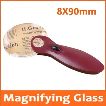 

8 Times Red Illuminated Children's Insects Observer Gift Toys Magnifier Pocket Magnifying Glass with Lamp 8X Reading Glass