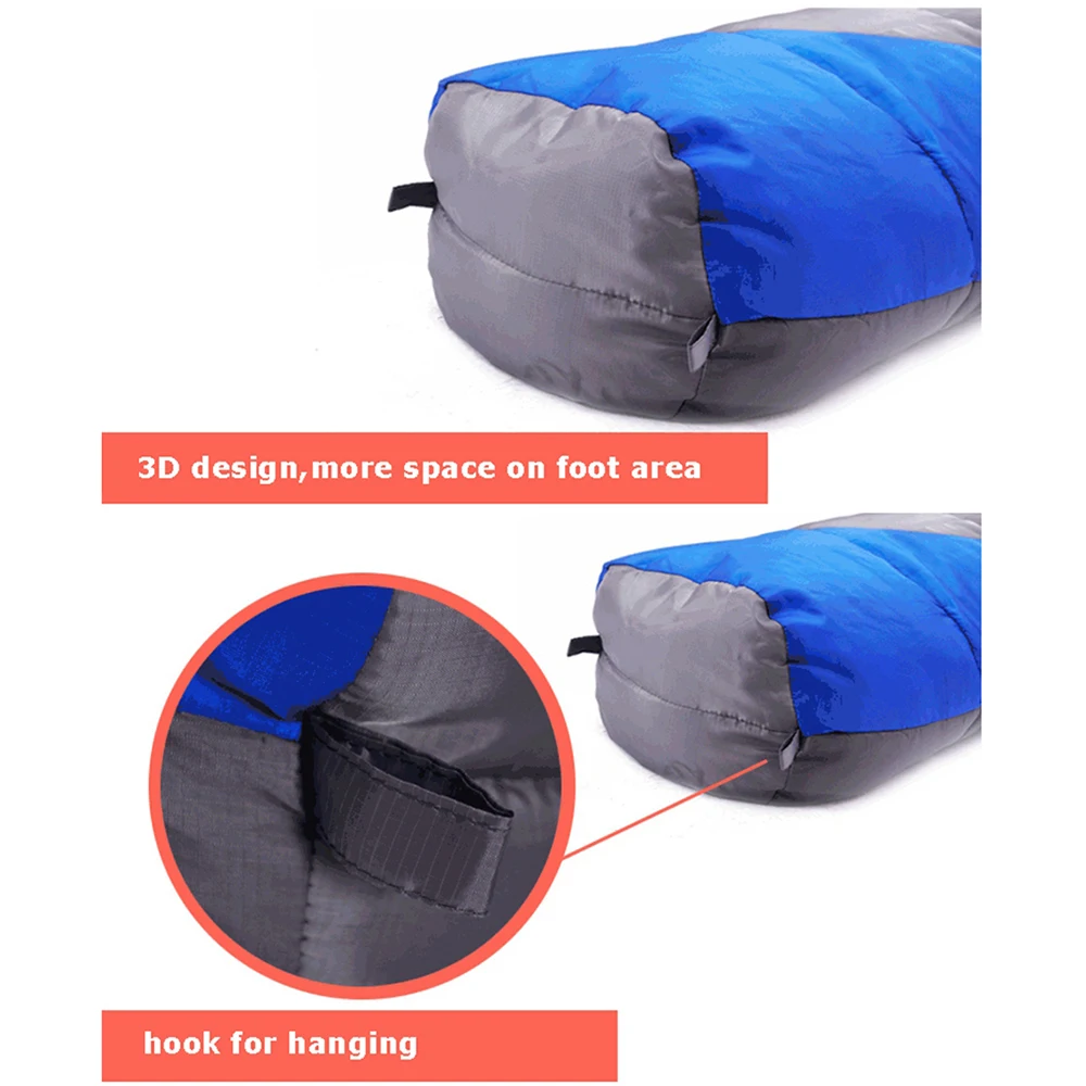 Mummy Sleeping Bag Winter Cotton Warm Tourism Sleeping Bags with Compression Sack Wearable Blanket for Camping Hiking