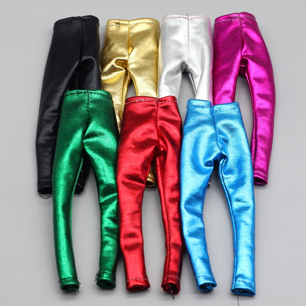 Candy Color Leather Elastic Bottom Pants Clothes Trousers 30CM Baby Gril 1/6 Doll Accessories 3PCS/lot