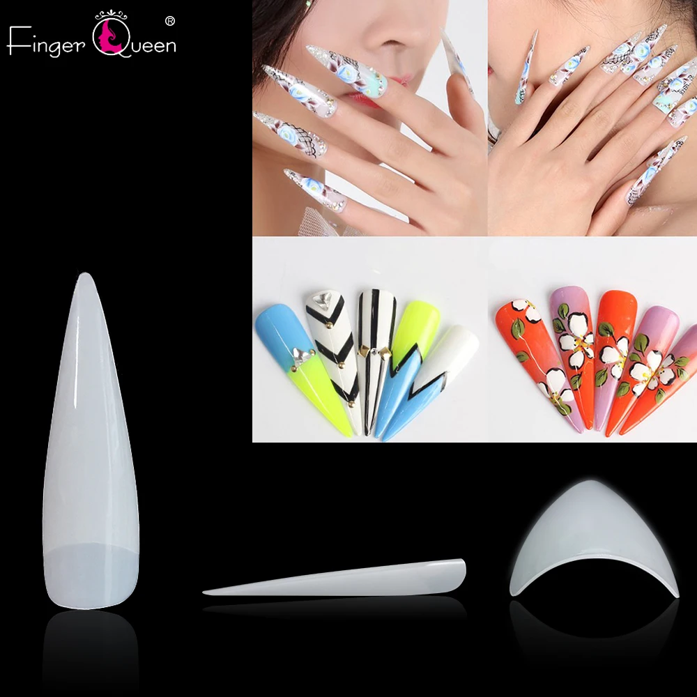 Fingerqueen, 200 шт, длинные балерины, французские накладные ногти, удлиненные шпильки, накладные ногти, съемные ногти, FQ38