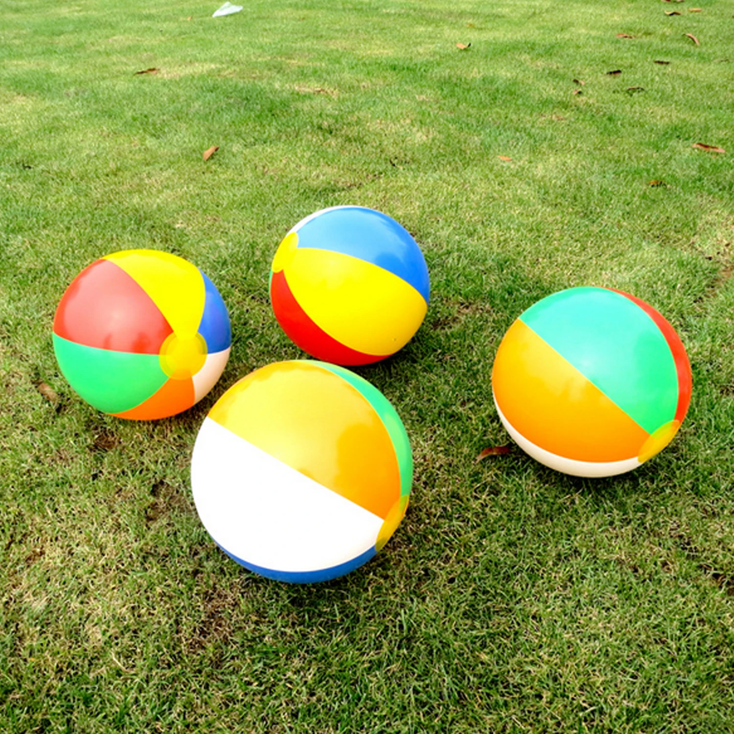 lower price  12Pcs Rainbow Colored Inflatable Beach Ball Fun Swimming Pool Party Toys Ocean Outdoor Ball for Kid