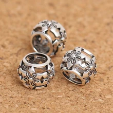 

Wholesale S925 Sterling Silver Jewelry DIY Bracelet Accessories 10mm Six-Pointed Star Large Hole Loose Separate Beads