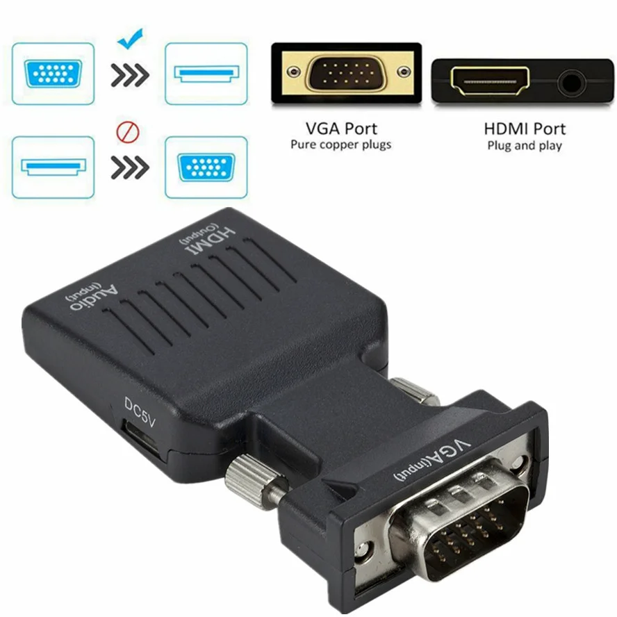 HD 1080P VGA to HDMI-compatible Converter Adapter VGA Adapter For PC Laptop to HDTV Projector Video Audio HDMI HD hdmi to vga adapter cable,vga to hdtv adapter,vga cable adapter,vga to hdmi converter