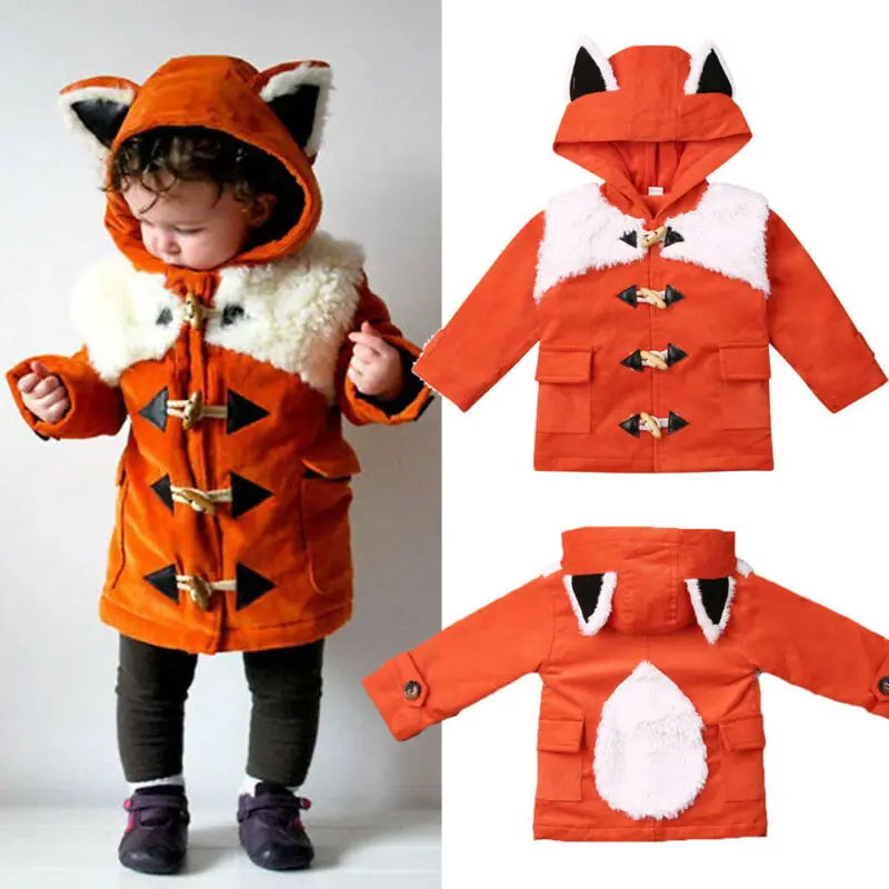 Emmaaby/зимнее Стеганое пальто для маленьких мальчиков и девочек куртка с капюшоном и рисунком лисы теплая верхняя одежда