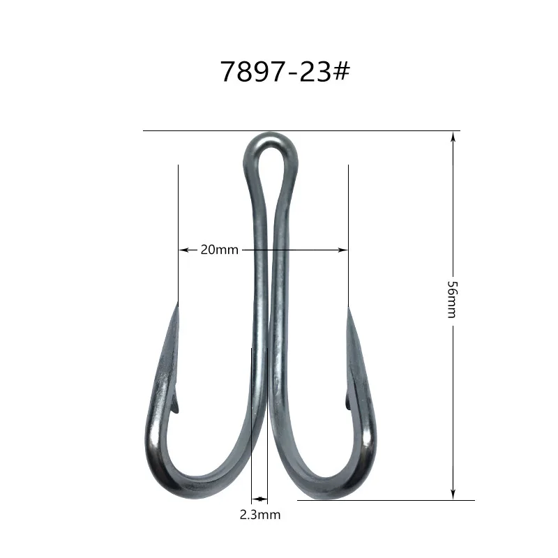 DORISEA 7897 45 Degree Stainless Steel Ray Frog Double Fishing Hook 28# -  20#