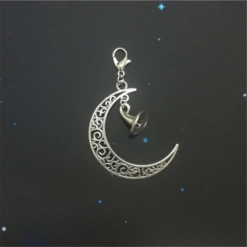 

10pcs Moon Charm Clip on Charm Witch Hat Lobster Buckle, Halloween Jewelry, Fantasy Charm, Zipper Pull Pendant