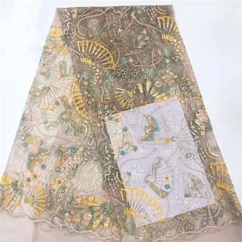 

African French Tulle Lace Fabric with Sequins High Quality Nigerian Mesh Net Lace Fabric for Sewing