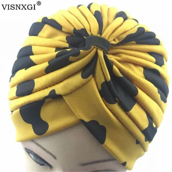 

VISNXGI Fashion Summer Women Hat Printing Chemo Hat Beanie Islam Muslim Scarf Stretch Turban Head Wrap Cap Hair Accessories 1Pcs