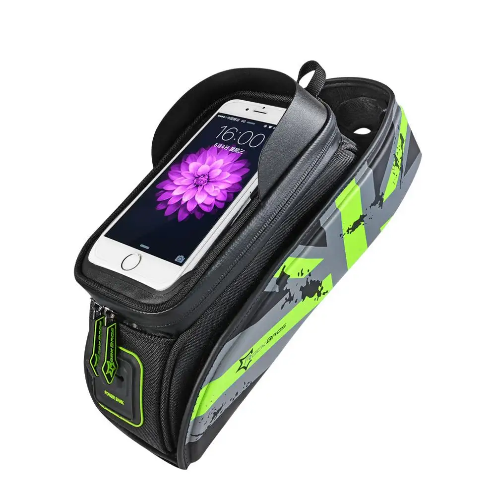 Rockbros передняя топ труба сумка велоспортный велосипедный пакет для мобильного телефона водонепроницаемый сенсорный велосипедные аксессуары - Цвет: green