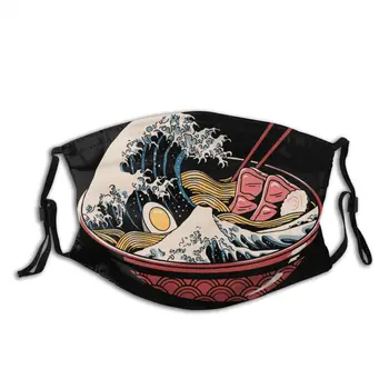 

Great Ramen Wave Reusable Mouth Face Mask Noodles Anti Bacterial Dustproof Protection Cover Respirator Muffle Mask with Filters