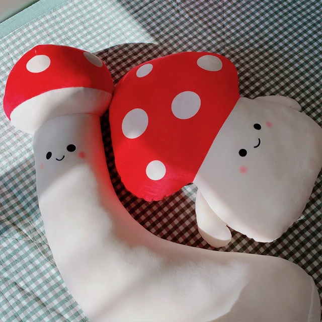 90cm Cute Red Mushroom Pillow Stuffed Plant Kawaii Long Plush Toy Back Cushion Girly Room Decor Hug Plushies Child Girl 2