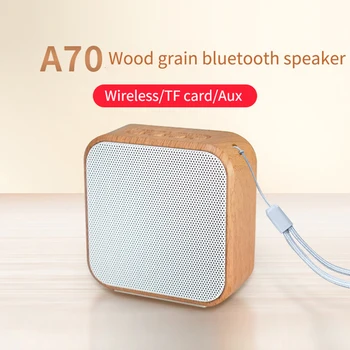 

A70 Wood Grain Portable Wireless Speaker Vintage Mini Bluetooth Loudspeaker With Mic Support TF Card FM Radio For Mobile Phone
