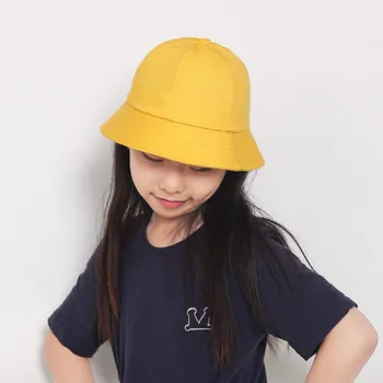 

Children Dome Bucket Hat Hip Hop Cotton Kids Boy Girl Blank Cotton Sun Hat Solid Fishermen Cap Outdoor Beach Panama Sunhat