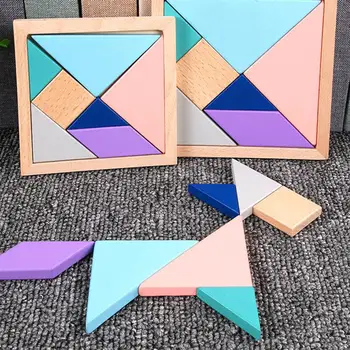 

2pcs Children Wooden Educational Jigsaw Puzzle Seven-Piece Puzzle Kids Educational Plaything Children'S Educational Toys Puzzle