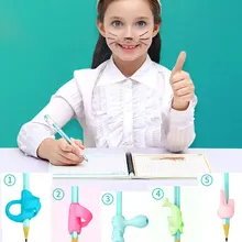 Lápis de silicone escrevendo ajuda guia aperto para crianças caneta escrita titular correção ensino apertos três dedos fixo lápis macio