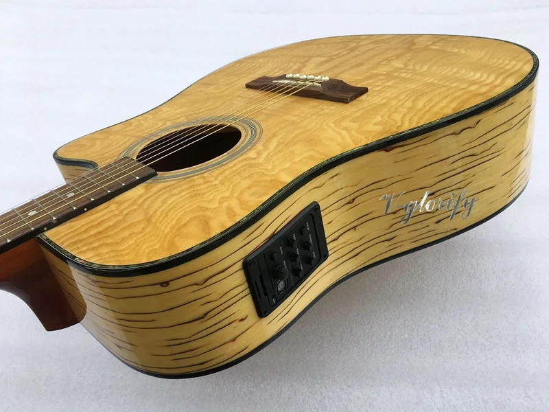 Ashwood top Акустическая Электрогитара 41 дюймов cutway zebra деревянная задняя и боковая акустическая гитара с высоким блеском