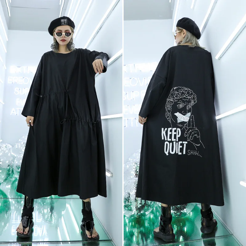 

Autumn Cartoon Print Dress Large Size 2019 Women Casual Dress Plus Size Dresses Women Clothing Vestiods Long Sleeve SA240S50
