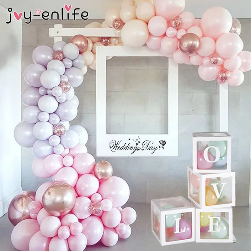 

DIY Big Transparent Gift Box BABY LOVE Blocks Cardboard Box for Boy Girl Baby Shower Wedding Decoration Birthday Party Backdrop