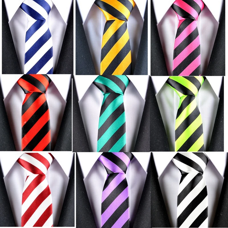 NEW STYLE Blue Red Green White Yellow Black Stripe Man's Classic Rayon Polyester Tie Business Wedding Party Men Fashion Necktie