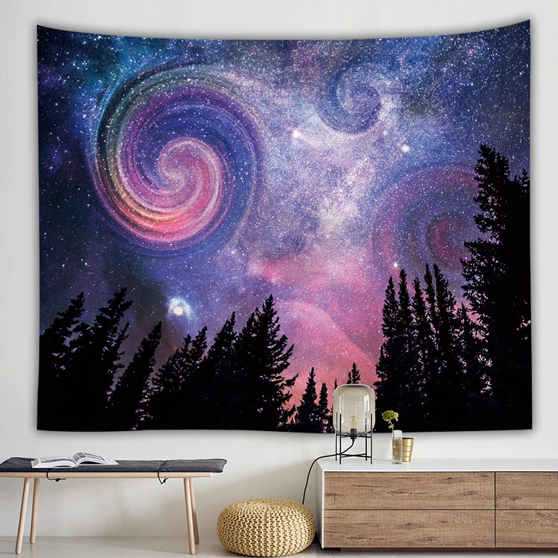 

Romantic Galaxy Hippie Tapestry Wall Hanging Mandala Starry Sky Celestial Psychedelic Tapestry Wall Fabric Art Carpet Dorm Decor