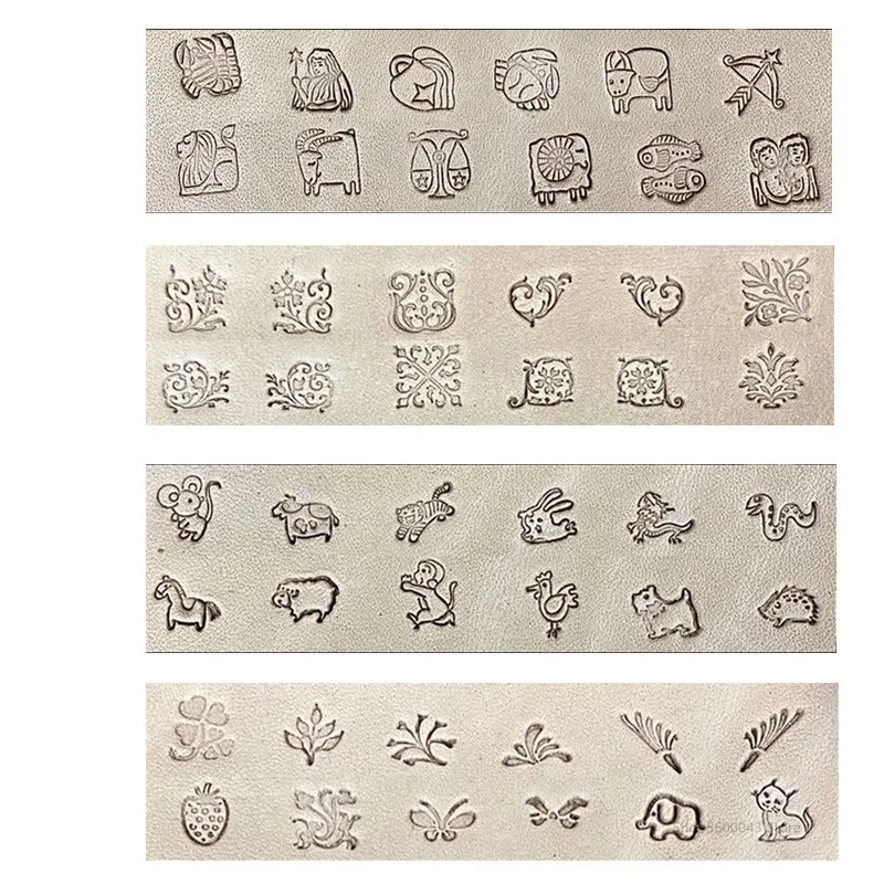 Stamps for Embossing Leather Tools Handmade DIY Craft Work Zodiac Grass Constellation Animal Mold Stamps Set Metal Stamping Tool number letter stamp set leather craft stamps leather letter punch alphabet number stamp set carving printing tools metal stamping marker