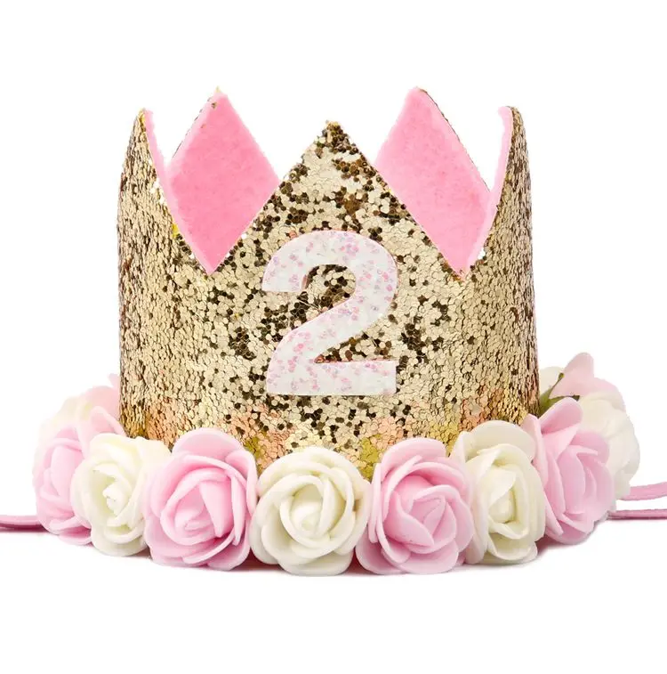 PATIMATE корона на день рождения шапки 1st 2nd 3rd День Рождения украшения Принцесса Корона ребенок Кепка один год День рождения украшения - Цвет: hat 3