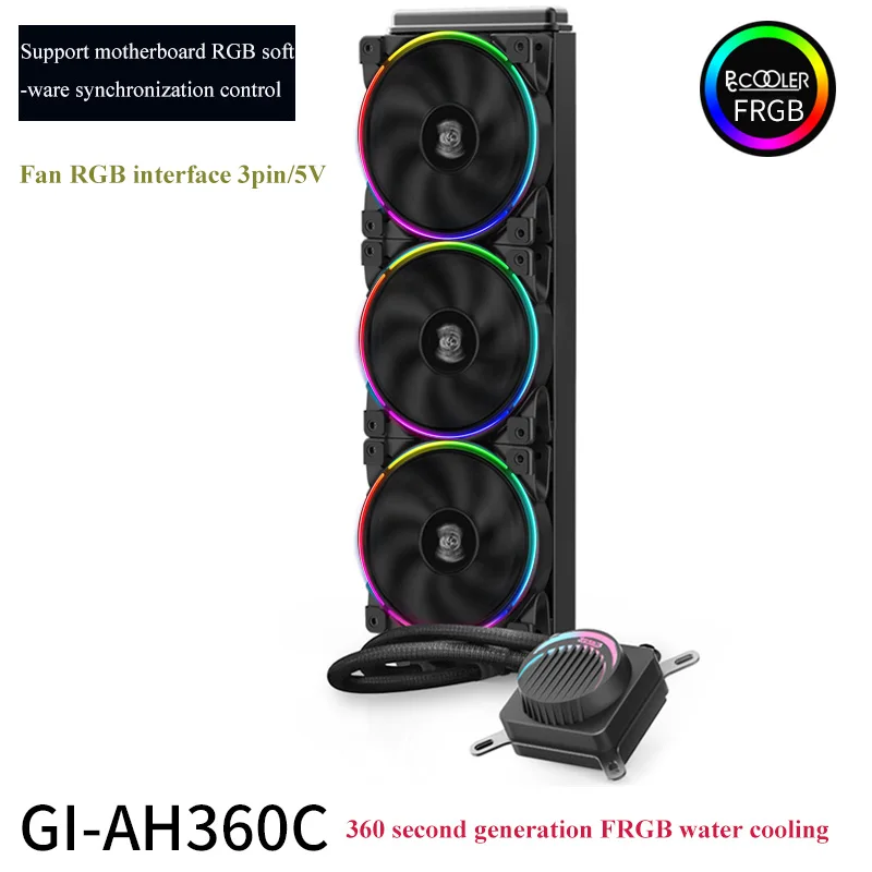 Pccooler PC Case Water Cooling Computer CPU Fan Integrated Water Cooler Cooler For LGA 775/115x/1366/2011/AMD/AM3/AM4 - Цвет лезвия: 5V3PIN RGB