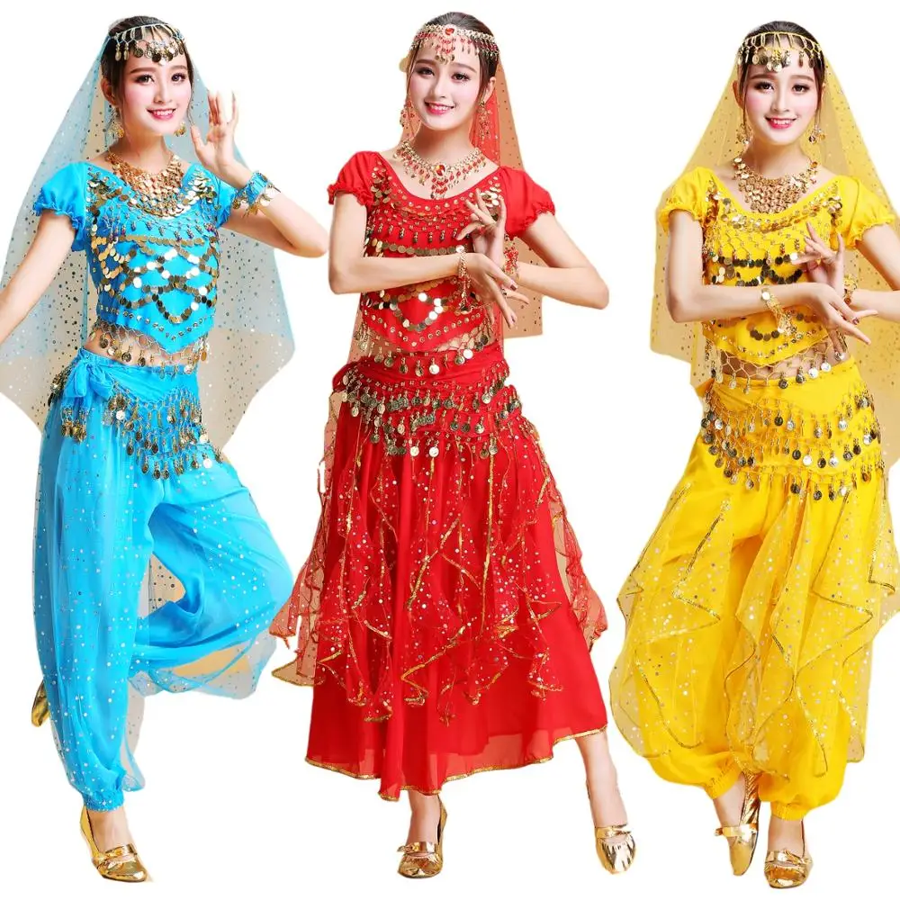 Набор костюма для танца живота 4 шт. профессиональный набор Индийский Болливуд