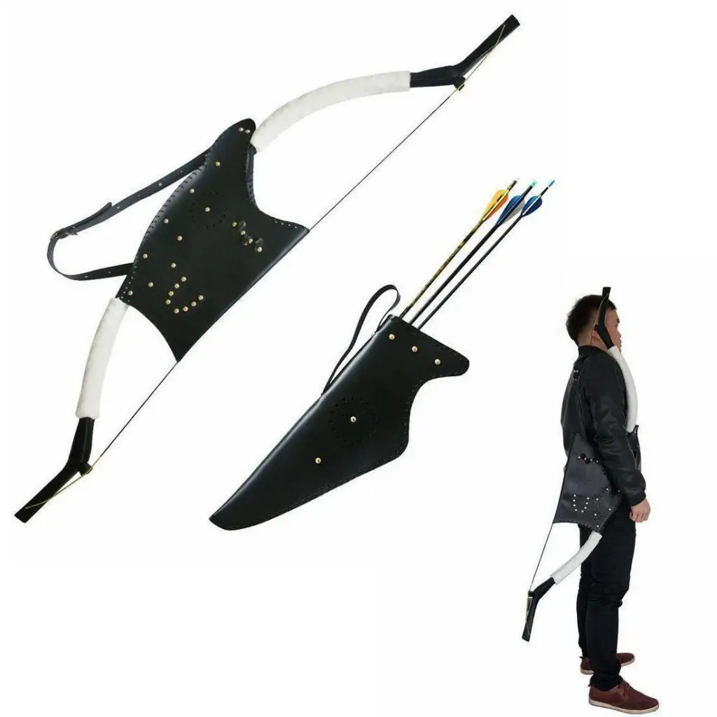 Tradicional Recurvo Longbow Seta Quiver Arco Bolsa Titular Conjunto 4 Tradicional recurvo longbow seta quiver arco arco saco titular bolsa conjunto