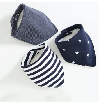 

PatPat 2020 New Arrival 3-pack Striped Cotton Bibs Striped Mix and Match Boys' Triangle Saliva Towel for Baby Boy