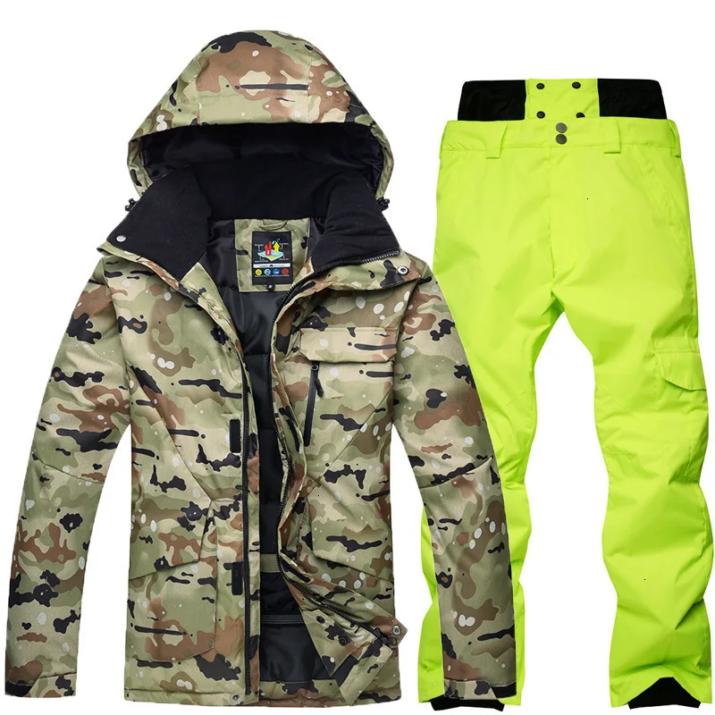 Водонепроницаемые термо лыжные куртки+ Сноуборд Зимние штаны мужские супер теплые зимние сноуборд камуфляжная куртка комплект костюм брюки ветрозащитный