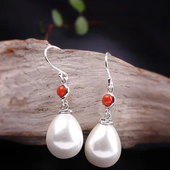 

direct marketing design earrings fashion fresh S925 pure silver ornaments women's eardrop of shell pearl has