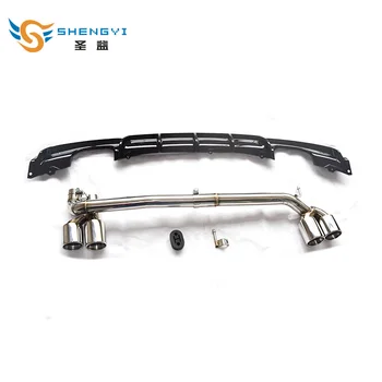 

pp car bumper diffuser gloss black with carbon/black/silver exhaust muffler tail pipe fit for BMW M sport 17-19 3 series320 330