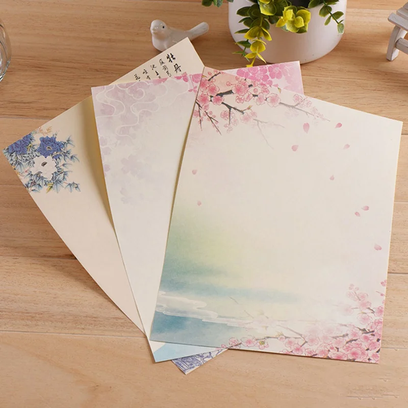 

8pcs Cute Retro Office Message Writing Paper Letter Set European Country Style Envelope Letter Paper School Stationery Supplies