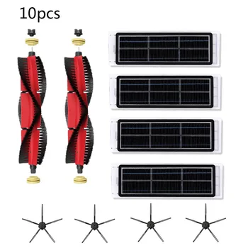 

10pcs For Xiaomi Roborock S6 S60 S65 S5 Sweeper Filter Kit 2 Removable Main Brush 4 Black Soft Five Claws 4 Carbon Filter