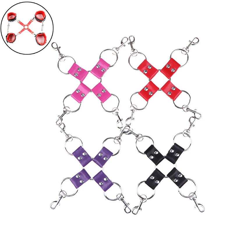 4 Colors PU Leather Bondage Restraint Handcuffs Belt Cross Buckle Tied Cross belt couples Exotic Accessories New