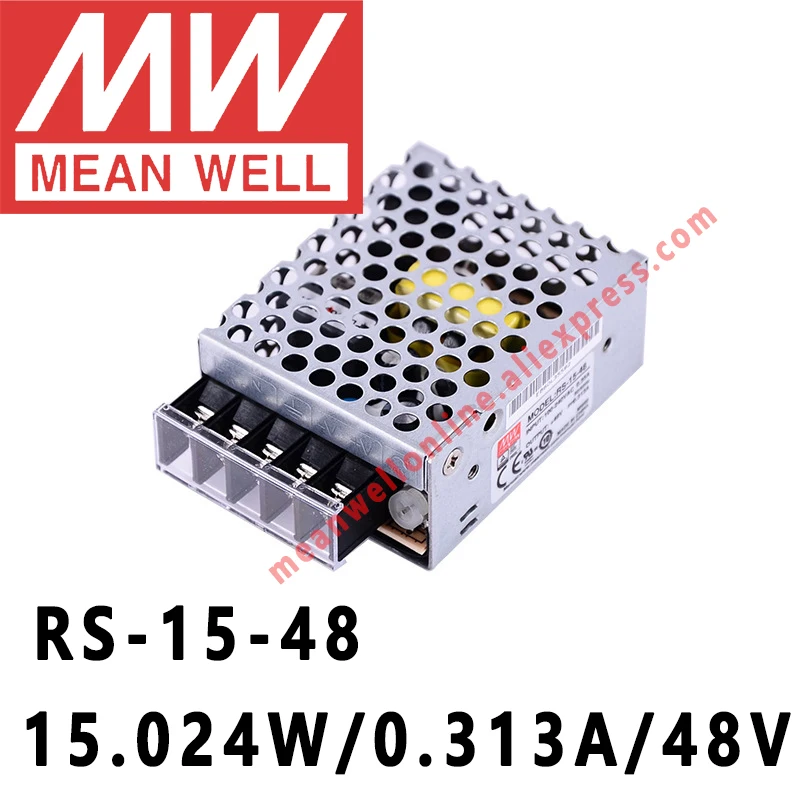 Mean Well RS-15-48 AC/DC 15,024 W/0.313A/48V, единичный выход, импульсный источник питания, Интернет-магазин meanwell
