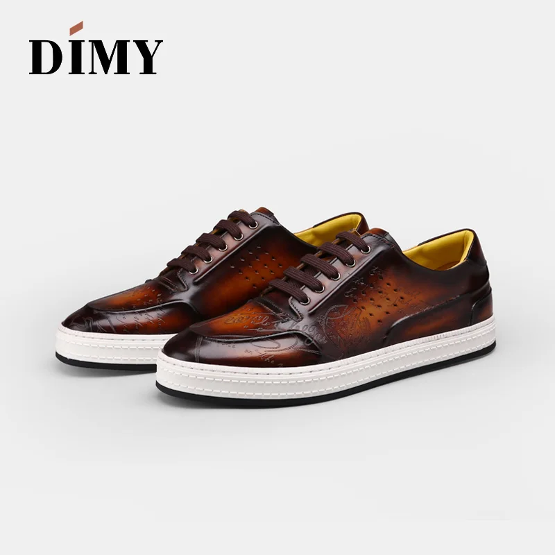 Туфли Dimy мужские кожаные дышащие кружевные на шнуровке повседневная Летняя