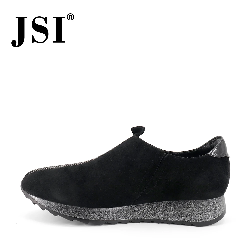 JSI/Женская обувь на плоской подошве, украшенная узором в горошек, без шнуровки; однотонная детская замшевая обувь; сезон весна-осень; женская обувь на плоской платформе с острым носком; JC298