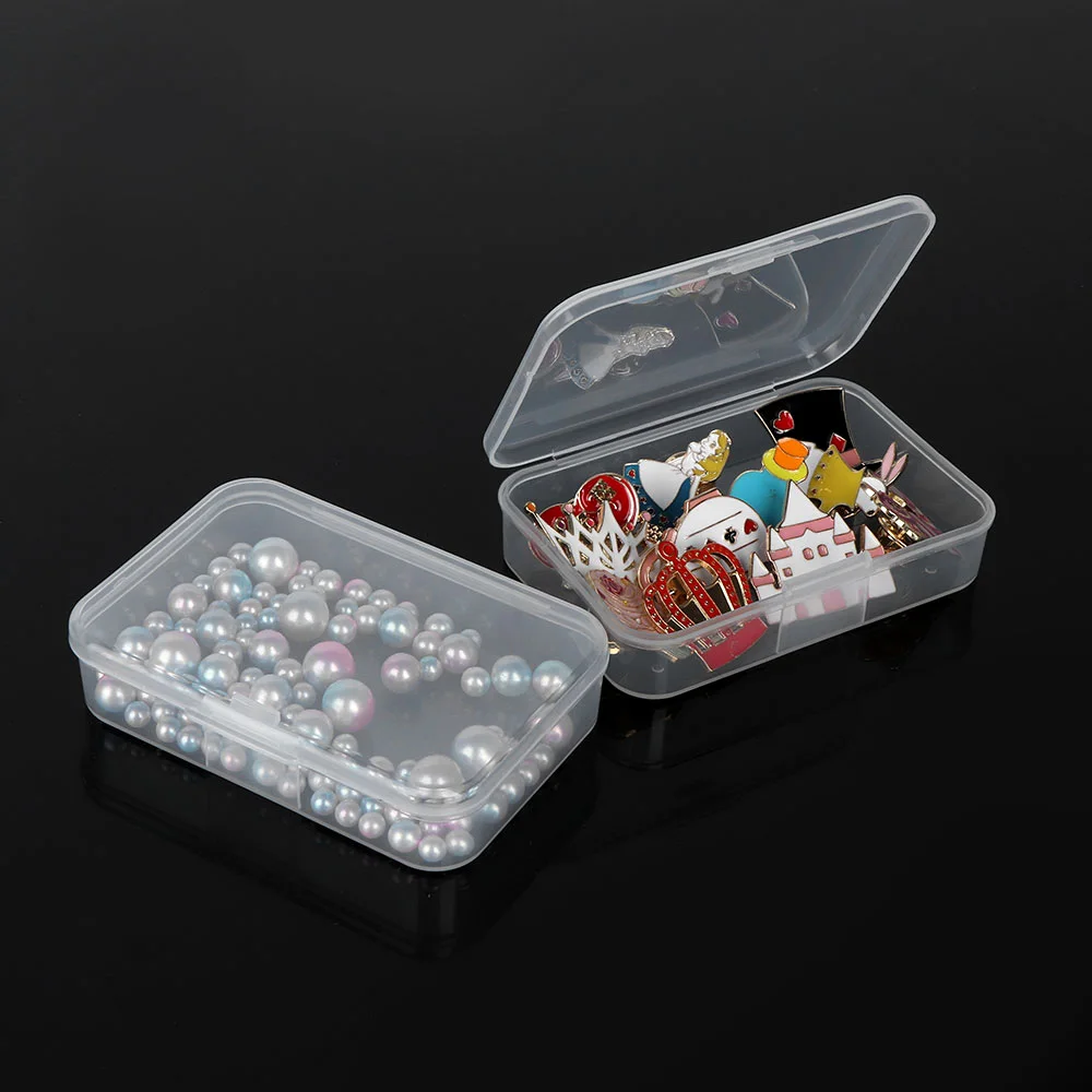 

2Pcs New Mini Plastic Transparent With Lid Boxes Collection Container Case Bead Jewelry Storage Tools DIY Craft Storing