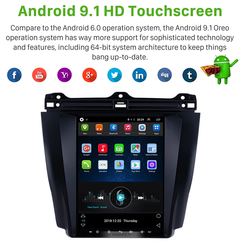 Excellent Harfey Navi  GPS 9.7" 4G LTE Radio for 2003-2006 2007 Honda Accord 7 Multimedia Player Android 9.1 support Backup camera USB SWC 5