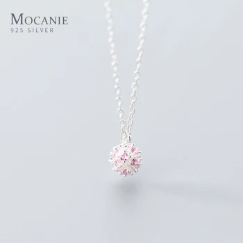 

Mocanie Pink Crystal Colored Balls Tiny Pendant Necklace for Women Fashion 925 Sterling Silver Link Chain Fine Jewelry 2020 New
