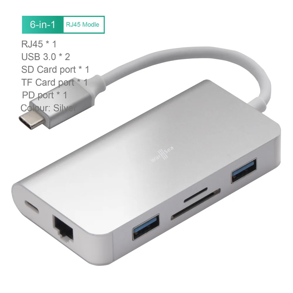 USB C хаб аудио с 4K HDMI RJ45 USB SD PD карта зарядки Dex станция для samsung Galaxy Note8 S8 S9 nintendo переключатель для MacBook - Цвет: 6in1silver