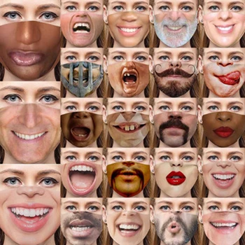 

Funny Mask Party Halloween Masquerade Decor Big Mouth Half Face Exaggerated Teeth Breathable Cosplay Horrible Scary Trick Props