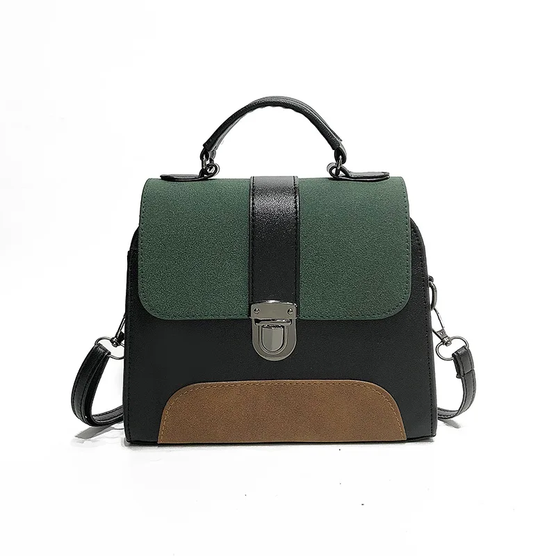 Женская сумка через плечо из искусственной кожи, Известный дизайнерский бренд, модная сумка контрастного цвета, портативная женская сумка через плечо - Цвет: Green Shoulder Bags